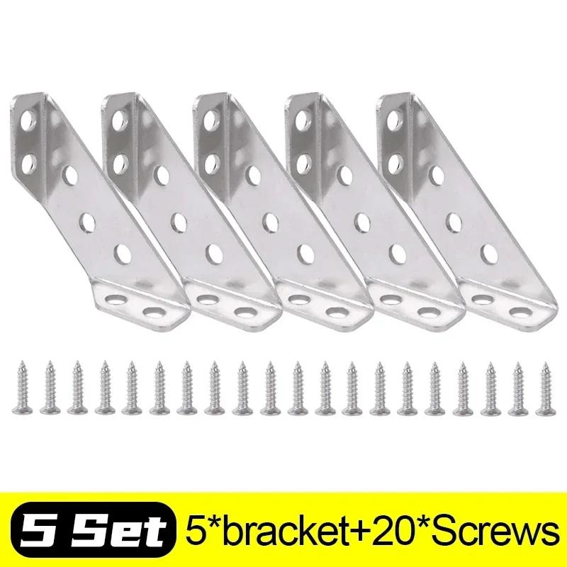 Stainless Steel Corner Brackets with Screws Furniture Corner Connector for Cabinet Angle Support Fixed Metal Brace Fasteners