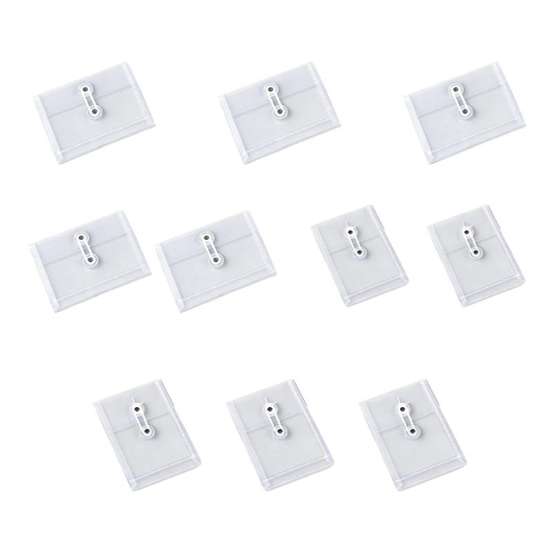 10Pcs Small File Storage Bag Waterproof Clear Plastic Document Pouches with String Closure For Receipt Document Paper