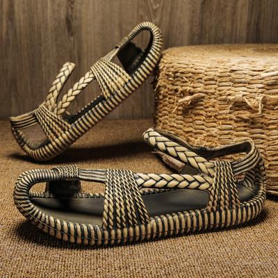 Fashion Summer Men's Straw Sandals Comfortable Flat Casual Flip-flop Shoes Men Wear-resistant Sandal for Men Outdoor Beach Shoes Size 47