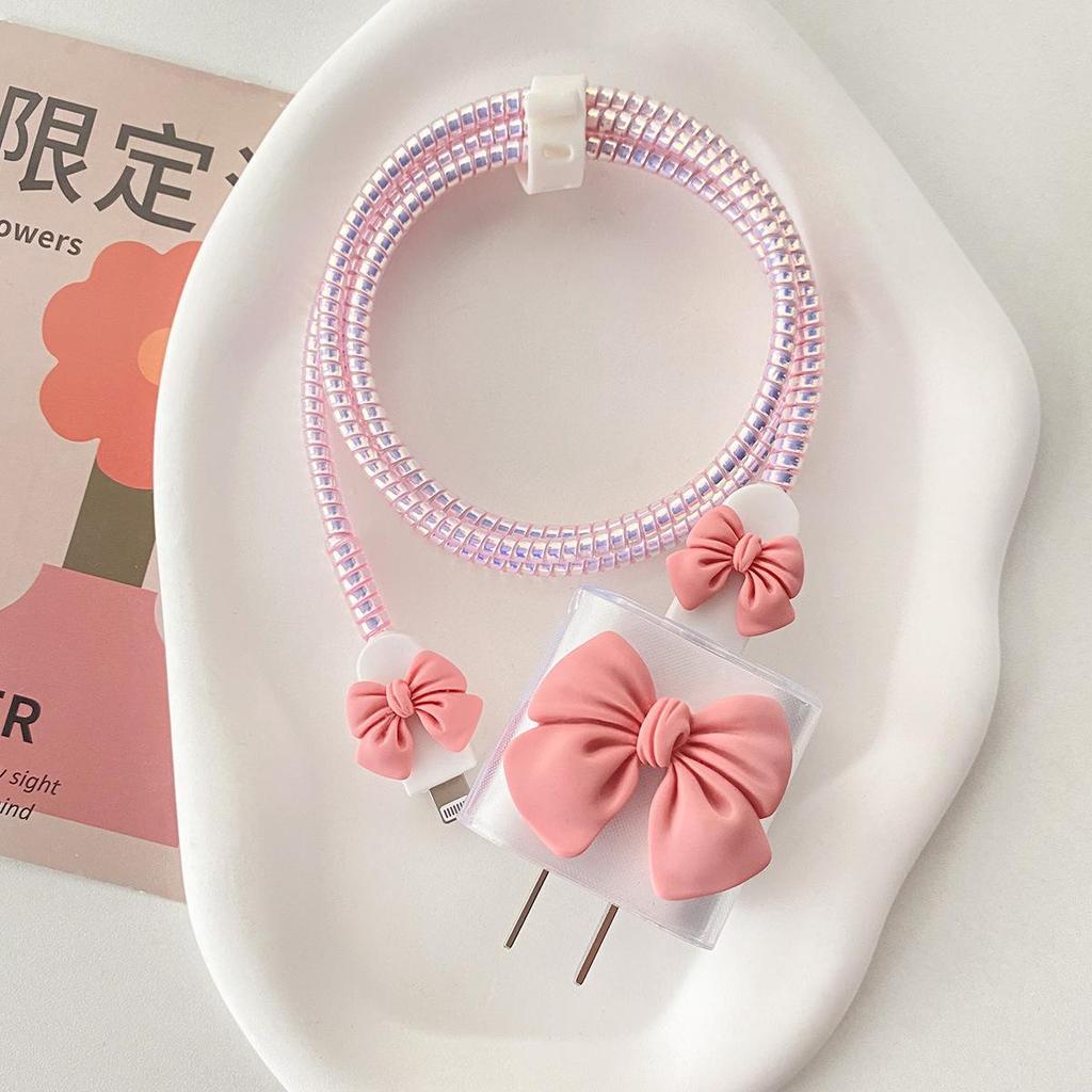 USB Cable Protection Protective Dirt Proof Pink Print Style Fast Charger Protector Shell For Iphone 11 12 18W 20W