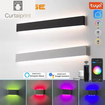 Lampada da parete a LED RGB intelligente Tuya, rettangolare, dimmerabile, su e giù, applique, per camera da letto, specchio frontale, controllo vocale, applique