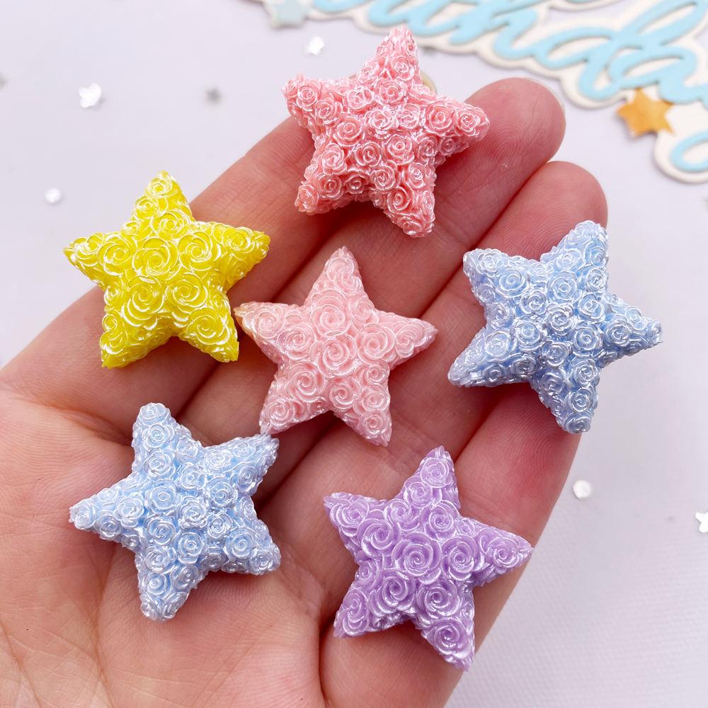 10 STÜCKE Gemischtes Harz Cartoon Bunt Rose Sterne Figuren Flache Rückseite Stein DIY Hochzeitsschmuck Dekor Scrapbooks Zubehör Bastelarbeiten