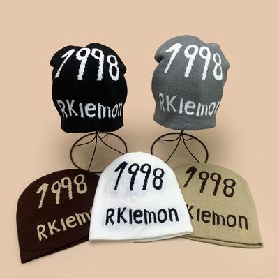 Autumn And Winter Simple Jacquard 1998 Letter Knitted Hat For Men And Women Warm Casual Cold Hat Pullover Hat