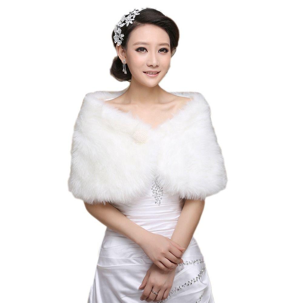 Soft Cloak Rabbit Fur Bow Scarves Faux Fur Bride Shoulder Fake Collar Plush Bowknot Shawl  Daily