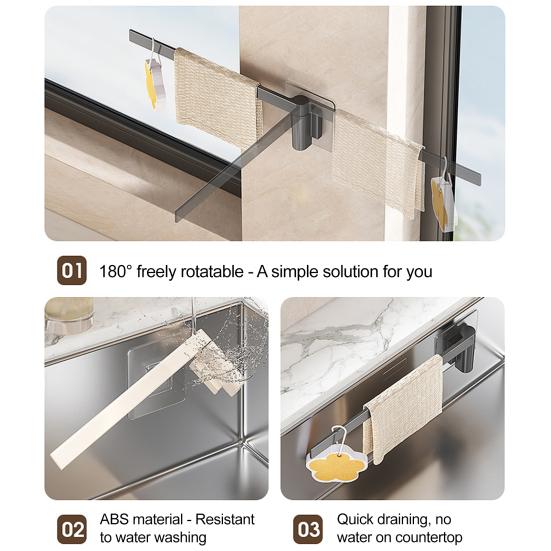 1/2Pcs Kitchen Hanging Rack 360-Degree Rotation Wall-Mounted Rotating Organizer Vertical Wall Storage Stand Rag Holder