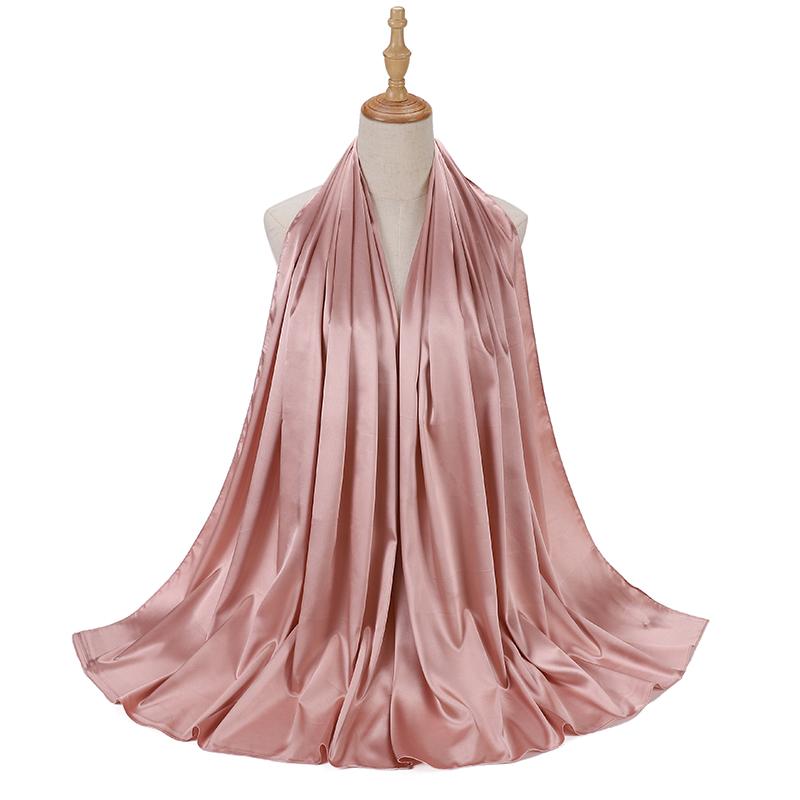 Muslim Silk Satin Scarf Women Luxury Design Shawl Satin Hijab Muslim Lady Smooth Shawl Silk Scarves Tudung