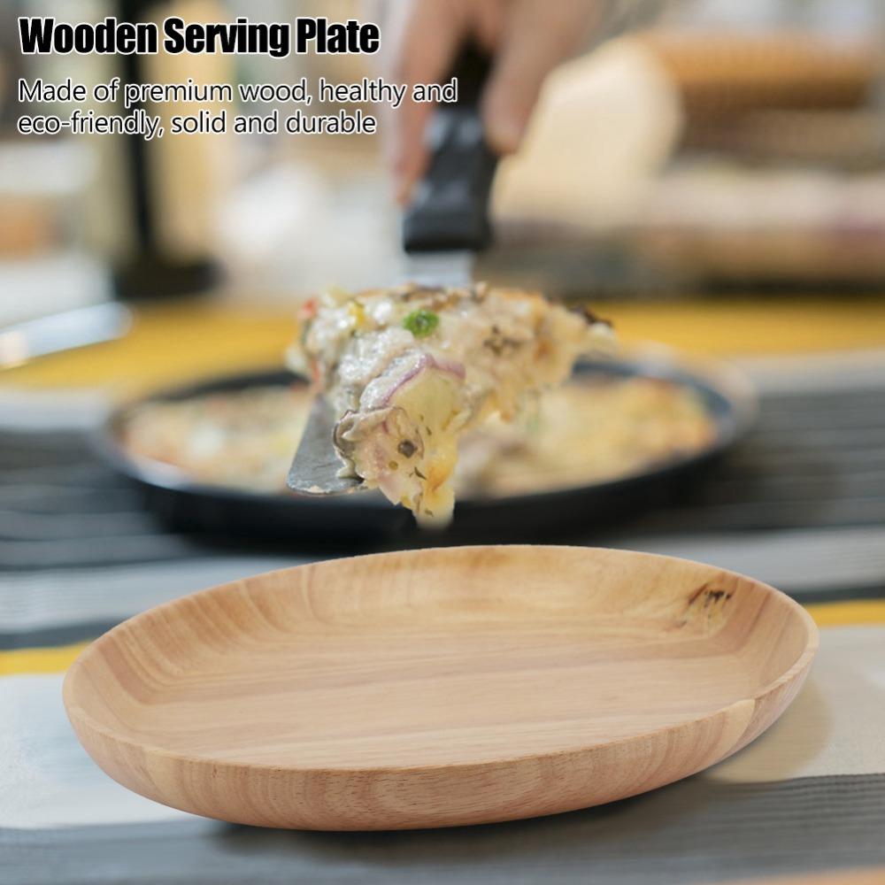Wood Serving Tray Round Shape Serving Plate Decorative Food Tray Home Use