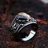 Vintage Ethnic Tiger Eye Owl Totem Ring Punk Fashion Jewelry