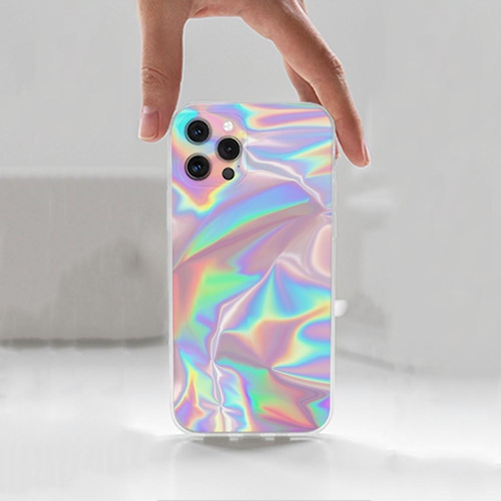 Rainbow Holographic Phone Case For iPhone 16,15,14,13,12,11 Plus,Pro,Max,XR,XS,X,7,8 Plus,SE,Mini,Transparent,Silicone Case