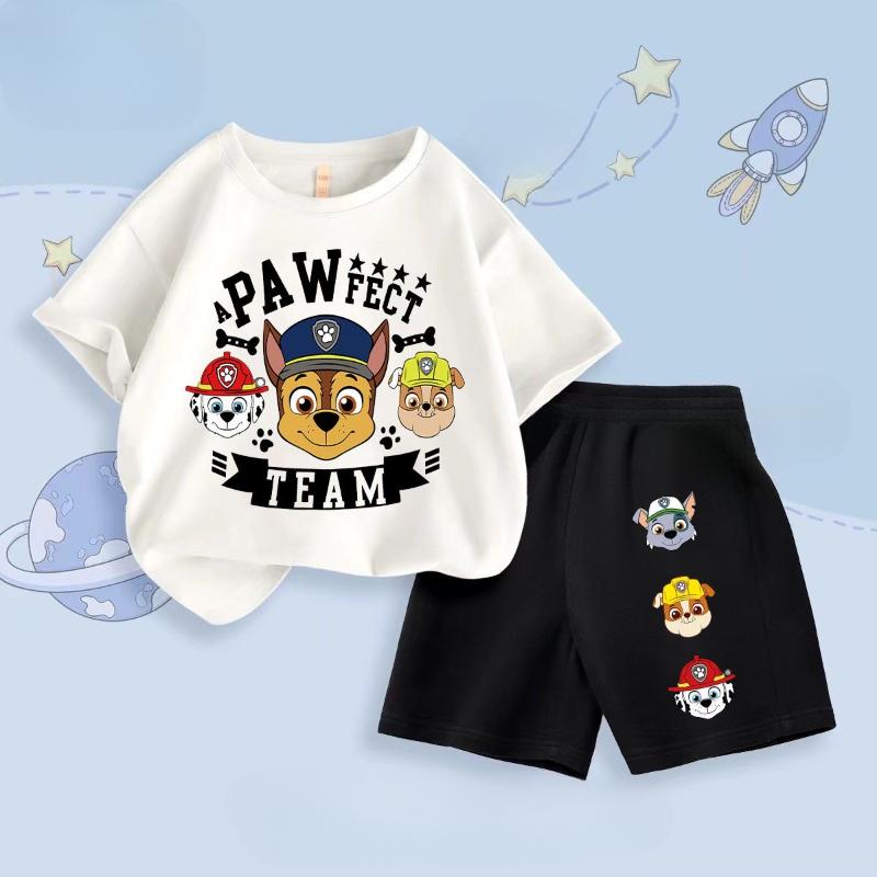 Summer New Paw Patrol Boys' Clothing Set, Top and Shorts Two-Piece Casual Outfit
