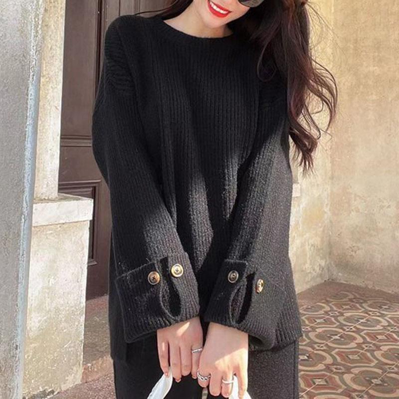 Women Suits Sets Cotton Large Size Knit Top Wide-Leg Pants  Thickened Sweater Top Longs Pants Two-piece Oversize 2PC Suit