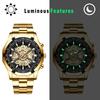 Gold Watch with 3ATM Water Luminous Analog Stainless Stylish Quartz and Gold A Perfect Gift for or Your Boyfriend Men's Calendar, Resistance, Display,