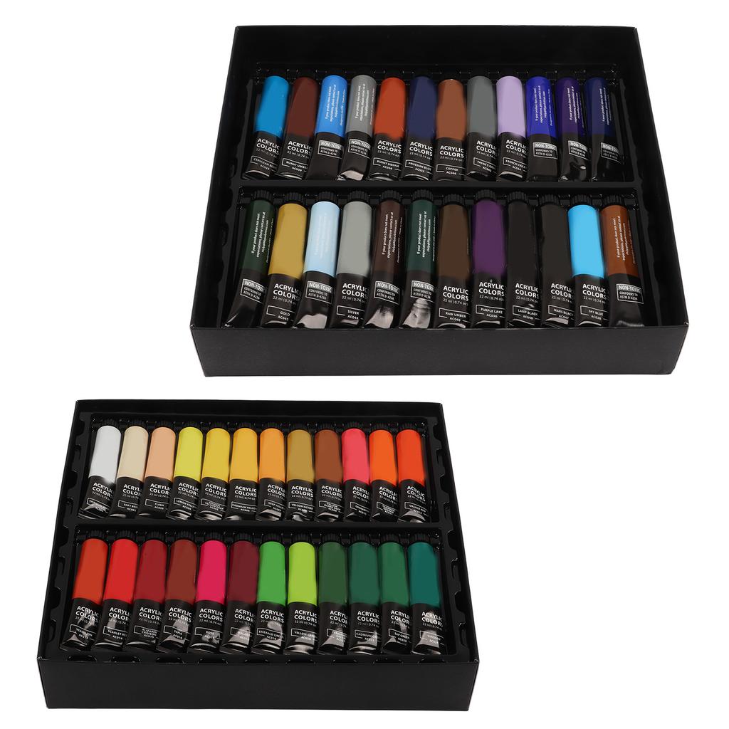 Acrylic Paint Kit 22ml Profession Handcraft DIY Painting Set with 6 Brushes 1 Color Palette for