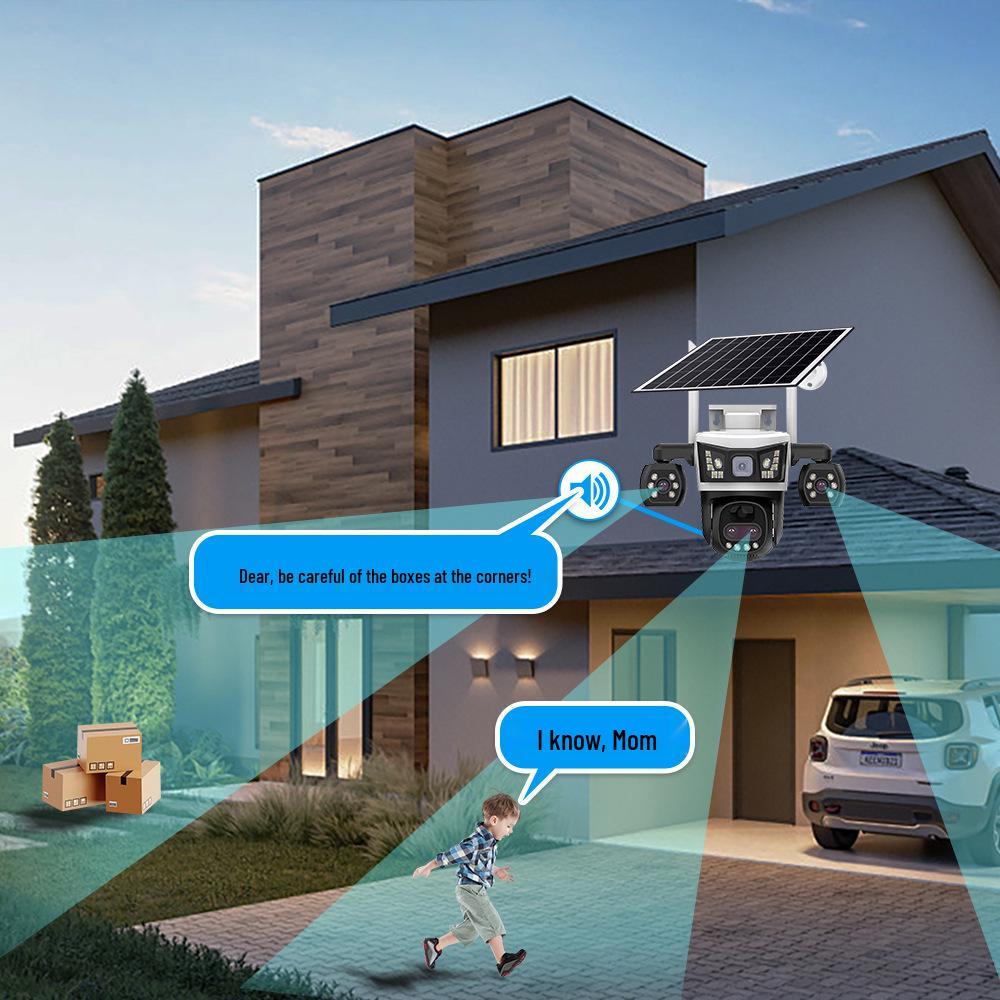 V380 4G Triple-Screen Solar-Powered Waterproof Outdoor Camera