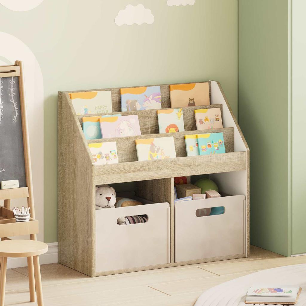 Kids Bookshelf Sonoma Oak Finish 72.5 x 29.5 x 69 cm Engineered Wood