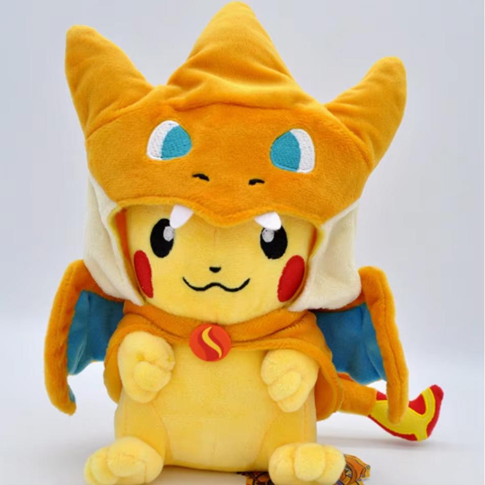 10Pcs Pokemon Pikachu Cosplay Toy Charizard Snorlax Garchomp Tyranitar Hydreigon Anime Eevee Lapras Stuffed Plush Doll