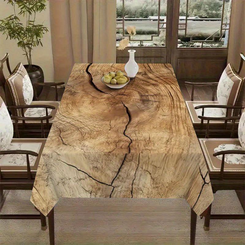 2D printed soft and fashionable wood-grain tablecloth, machine washable and easy to clean