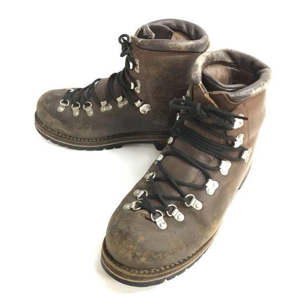 USED/OGURA JAPAN PITON heavy leather trekking mountain boots 25.5-26 brown Japan 80s-90s?