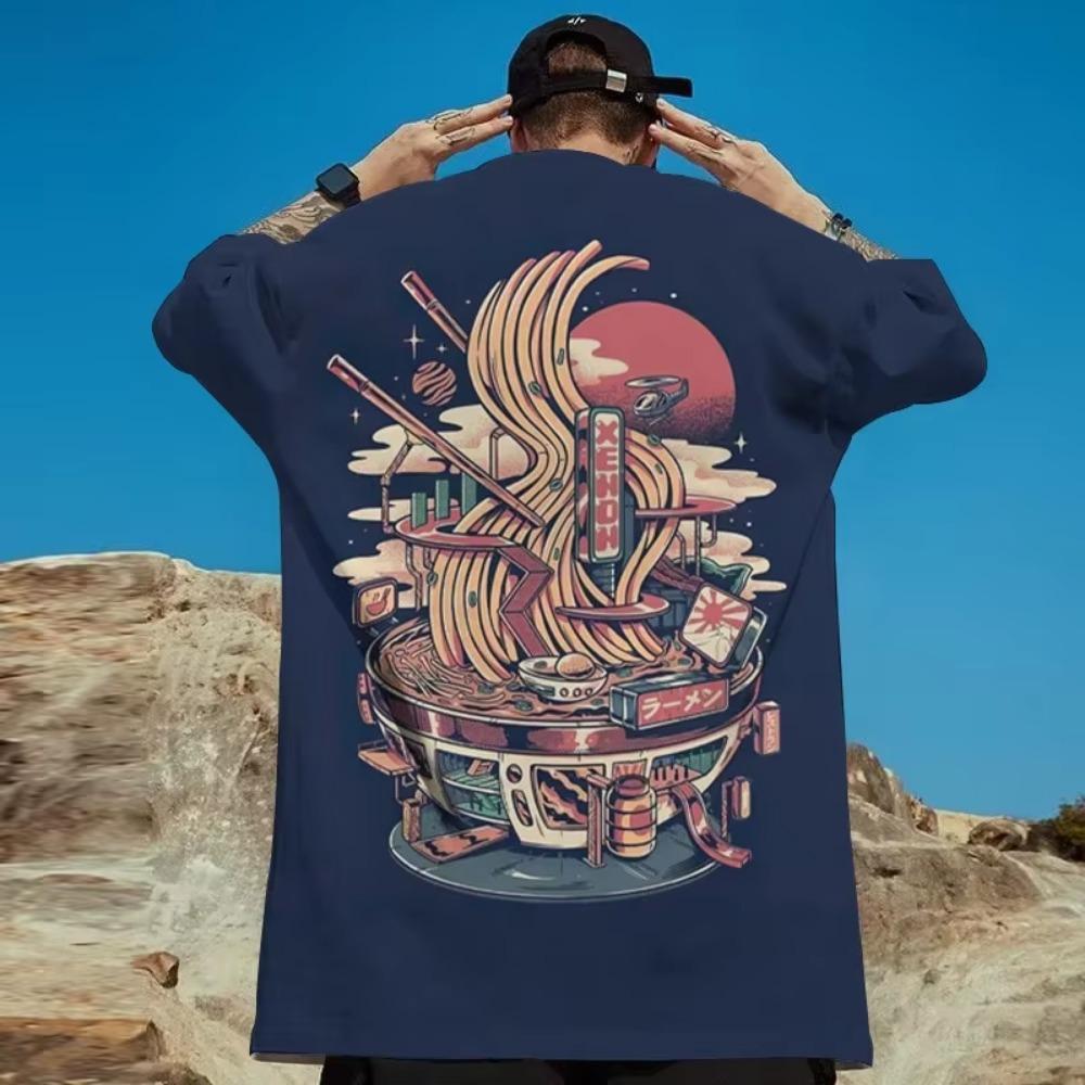 New 3d Noodles Printed T-Shirt For Men Cute Harajuku Men's T-Shirt Daily Casual Tees Oversize Loose Quick Dry Short Sleeve Tops