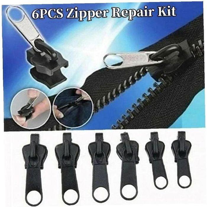 Reißverschluss-Notfallreparaturset - HONO - 6 Stück - Schwarz - Schnelle Reparatur - Einfach zu installieren