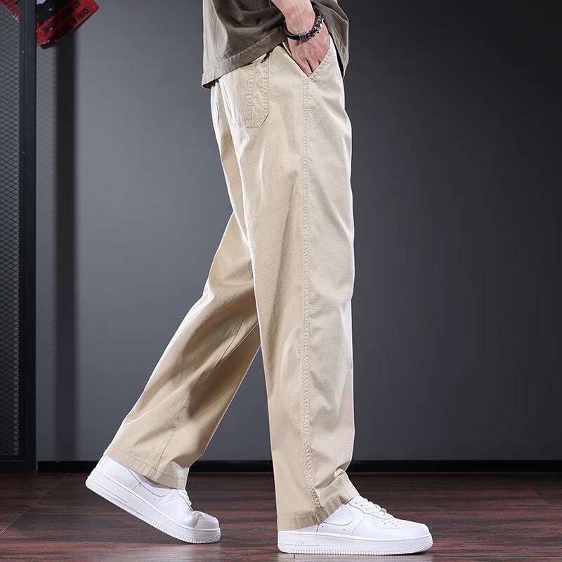 Jie Leinong Men's Summer Business Casual Straight-Leg Pants