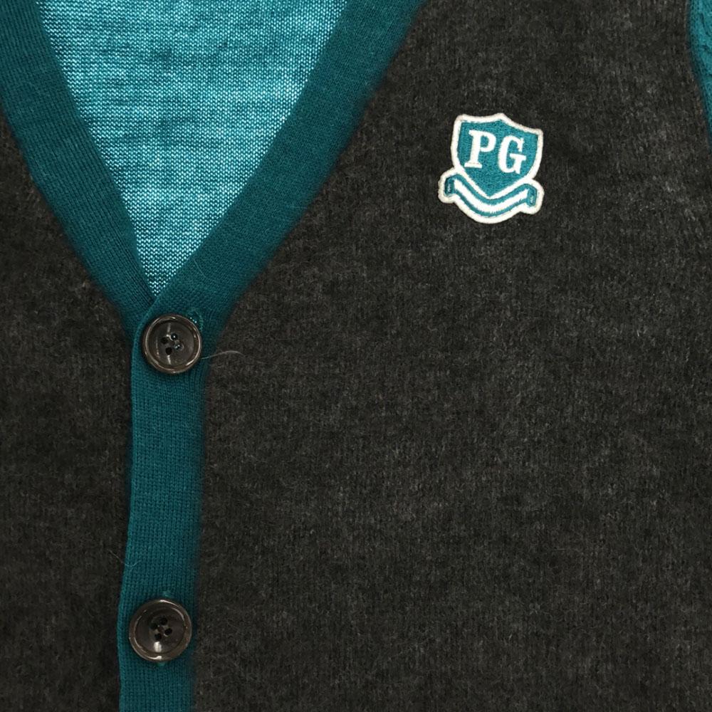 Pearly Gates Golf Long Sleeve Knit Cardigan 4 Gray X Green Sweater Men's Used