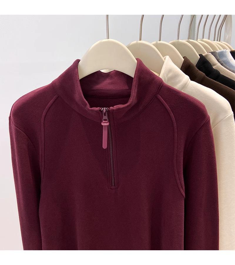 Women's Thickened Double-Sided Fleece Half-Zip Sweatshirt for Autumn and Winter