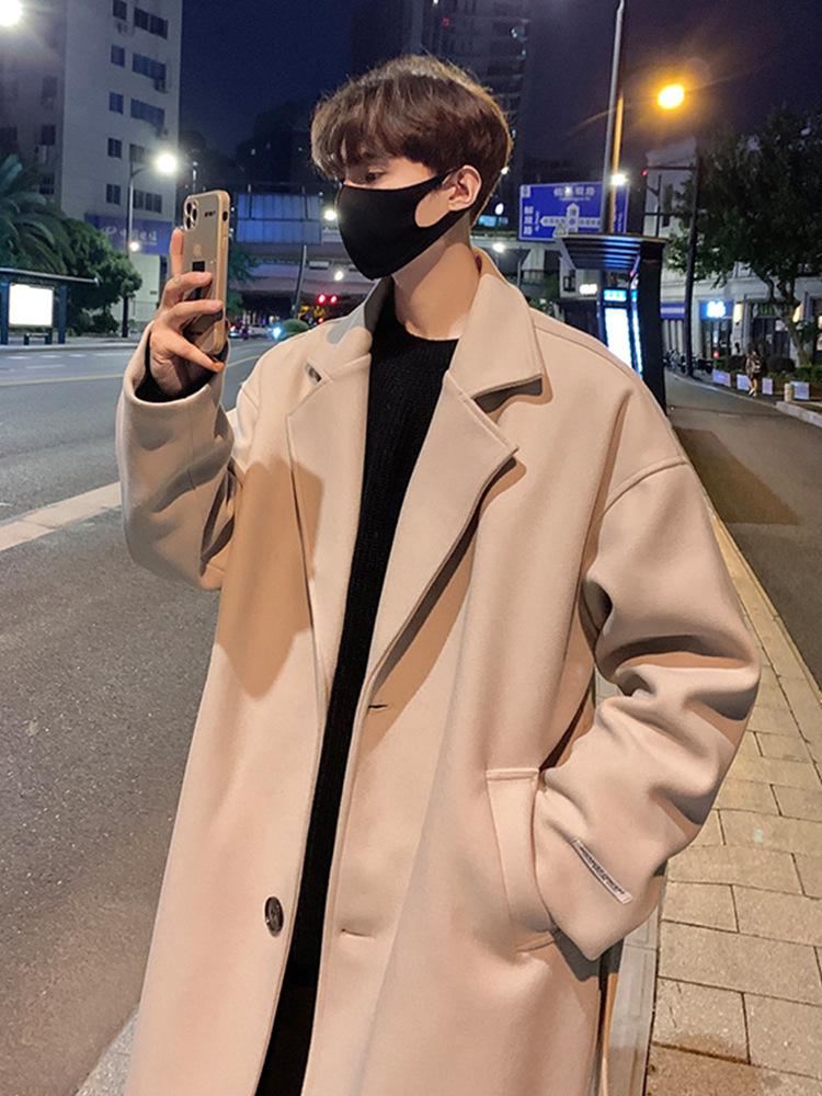 Men's British Style Mid-Length Wool Trench Coat - Autumn High-End Knee-Length Overcoat