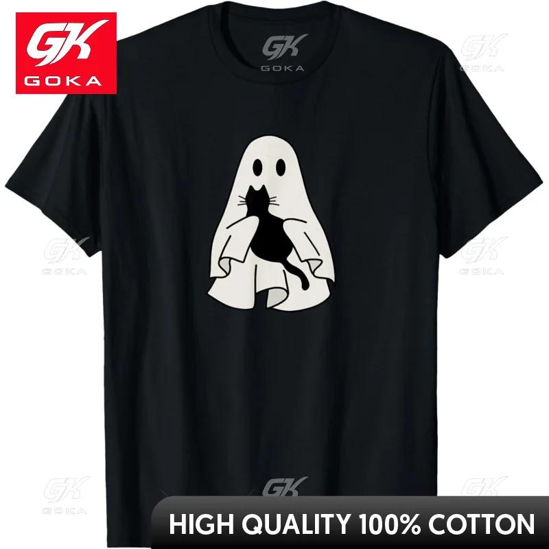

Hug Ghost Black Cat Halloween Unisexs Womens T Shirt Vintage Hip Hop Cool Short Sleeve Casual Graphic Tops Tees Unisex T Shirts 4XL