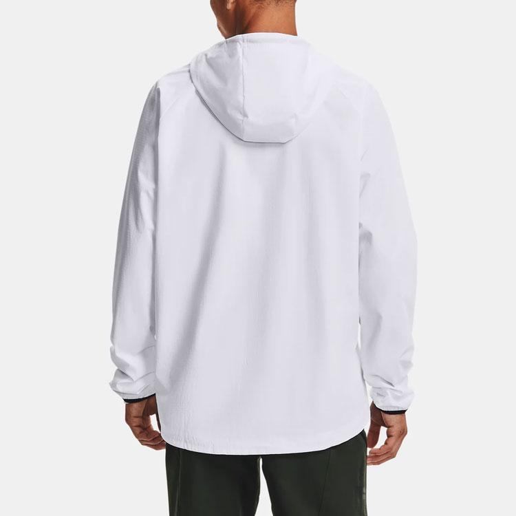 Under Armour Woven Series Solid Color Logo Hooded Windbreaker Jacket Men Jackets White 1361612-100