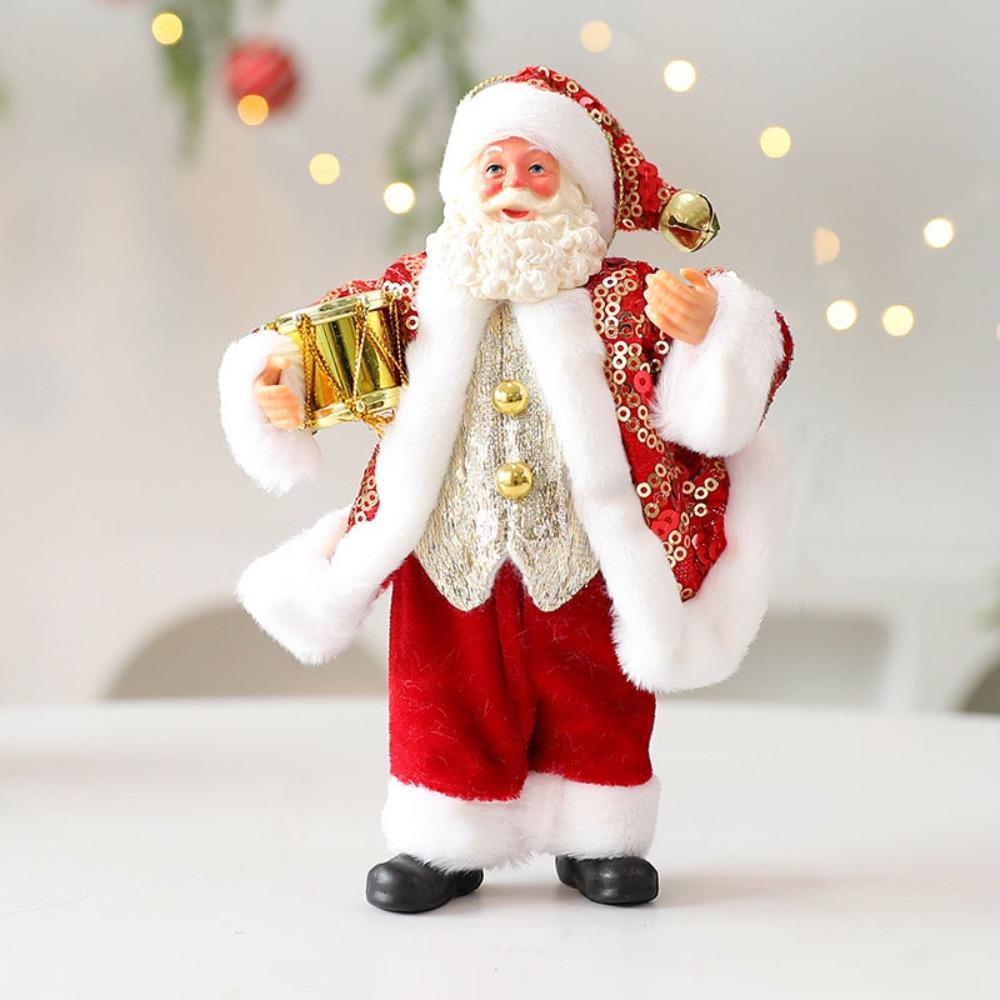 Standing Posture Santa Claus Figurine Cute Christmas Home Decorations  Office Decor