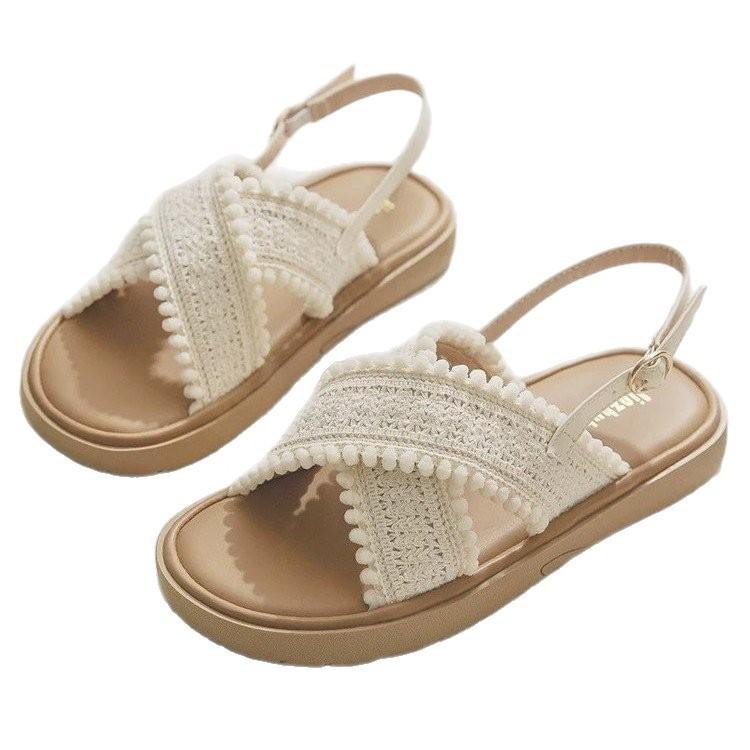 Dwie wersje~ Letnie klapki w stylu świątecznym, z otwartym noskiem i plecionką, chłodzące i wygodne, uniwersalne, codzienne buty letnie