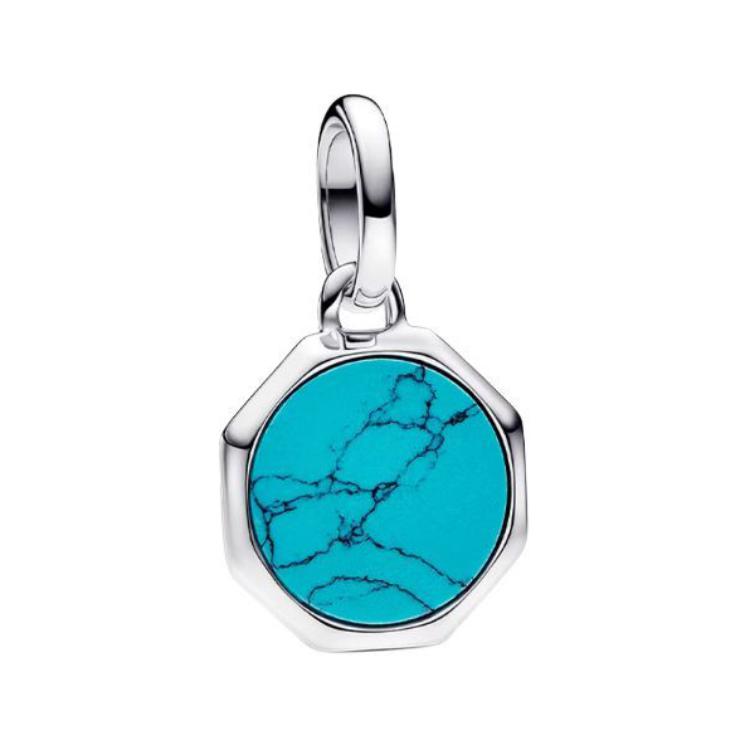 Pandora Engraved Mini Medal Pendant Women pendant Blue Green 793388CO1 Box