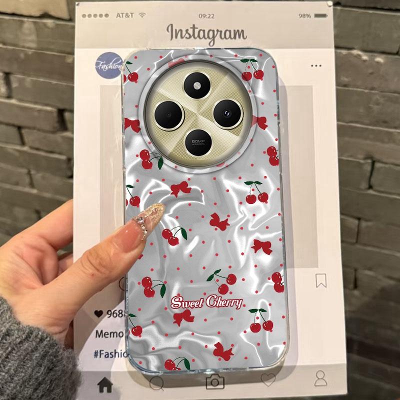 Cute Pink Cherry Bow Girls Women Case For Xiaomi Poco X3pro X5 M6 X6 X3 NFC M5s M6 X7 Pro C75 C61 Shockproof Bumper Fundas Cover