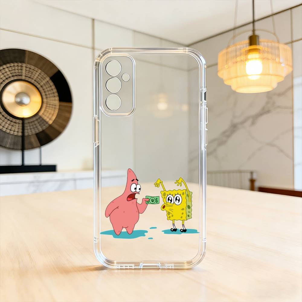 S-Sponge Funny B-Bob Animation Phone Case For SamsungA10,12,20,21S,30,31,40,50,51,52,70,71 Transparent Cover