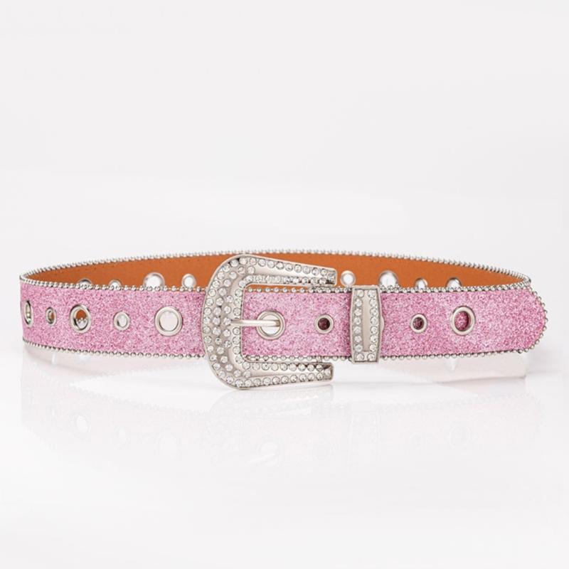 Adjust Pin Buckle Diamond Waist Belt Adult Western Full Sequin Adjustable Belt
