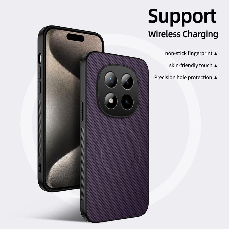 Redmi Note 15 Pro+ Carbon Fiber Leather Texture Lens MagSafe Magnetic Case