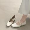 Vintage Square Toe Thick Heel Women Mary Jane Shoes Concise Buckle Strap Shoes 2026 New Female Elegant Dress Leather Pumps
