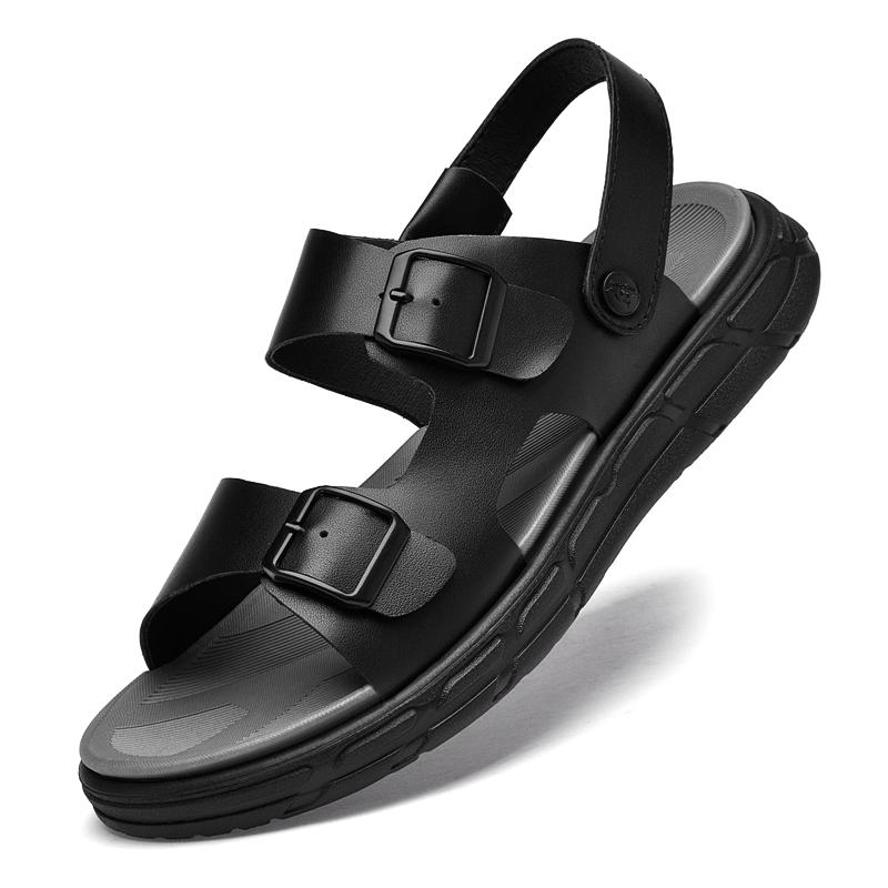 Fashion 2025 Men's Leather Casual Shoes Thick Soles Wear-resistant Soles Summer Sandals High-quality New Outdoor Men's Beach Shoes