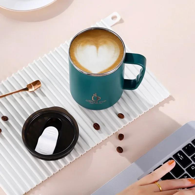 500ml Thermos Mug 304 Stainless Steel Coffee Cup With Handle Leak-Proof Vacuum Flask Insulated Cup Portable Thermal Water Bottle