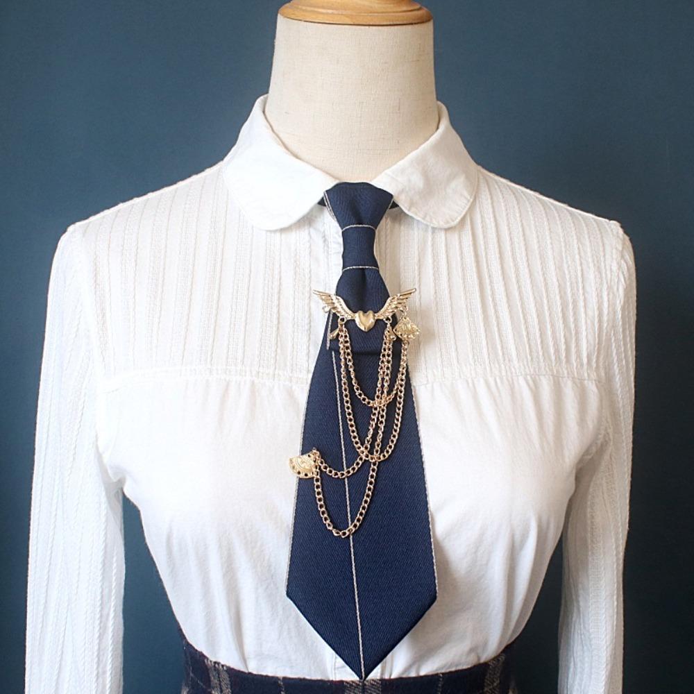 Polyester JK Collar Pin No Tie Needed Neck Ornament Fashion Chain Neck Accessory Shirt Match