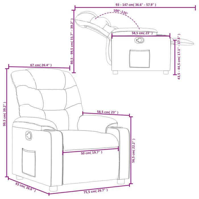 VidaXL Fauteuil Inclinable, Chaise avec Repose-pieds, Siège avec Dossier et Accoudoirs, Meuble de Salle de Séjour, Moderne, 374136