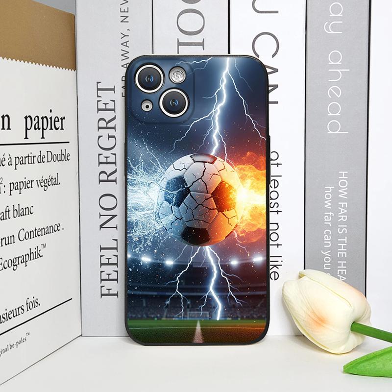 Creative Lightning Football Printed Phone Case for iPhone 17 16 12 11 14 13 15 Pro Max Mini XS MAX XR 7 8 14Plus TPU Soft Cover
