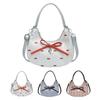 Fashion Bow Handbag for women Sweet Print Metal heart Pendant Underarm pouch Single shoulder Commuting Hand-held Crossbody bag
