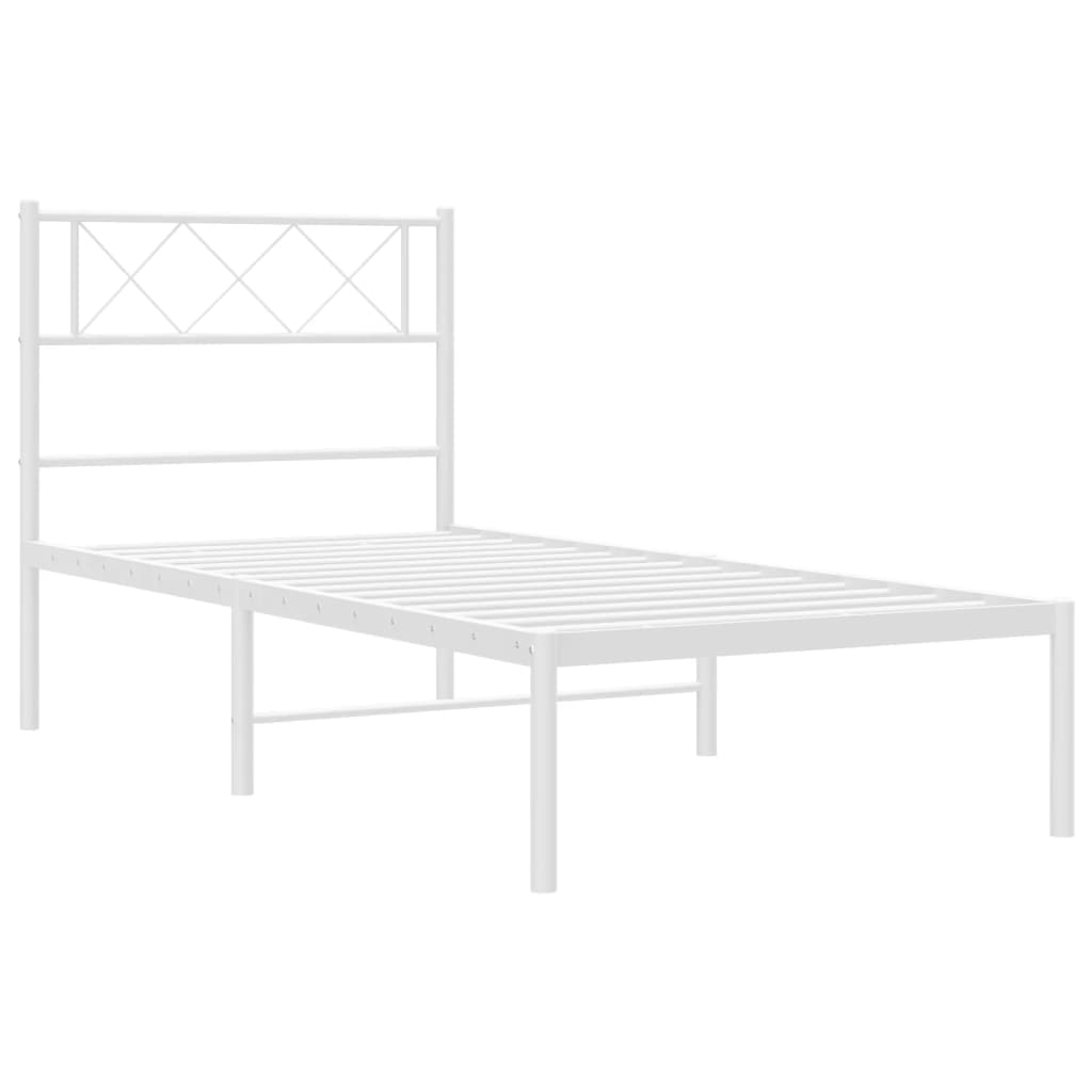 vidaXL Bettgestell mit Kopfteil Metall Weiß 90x200 cm