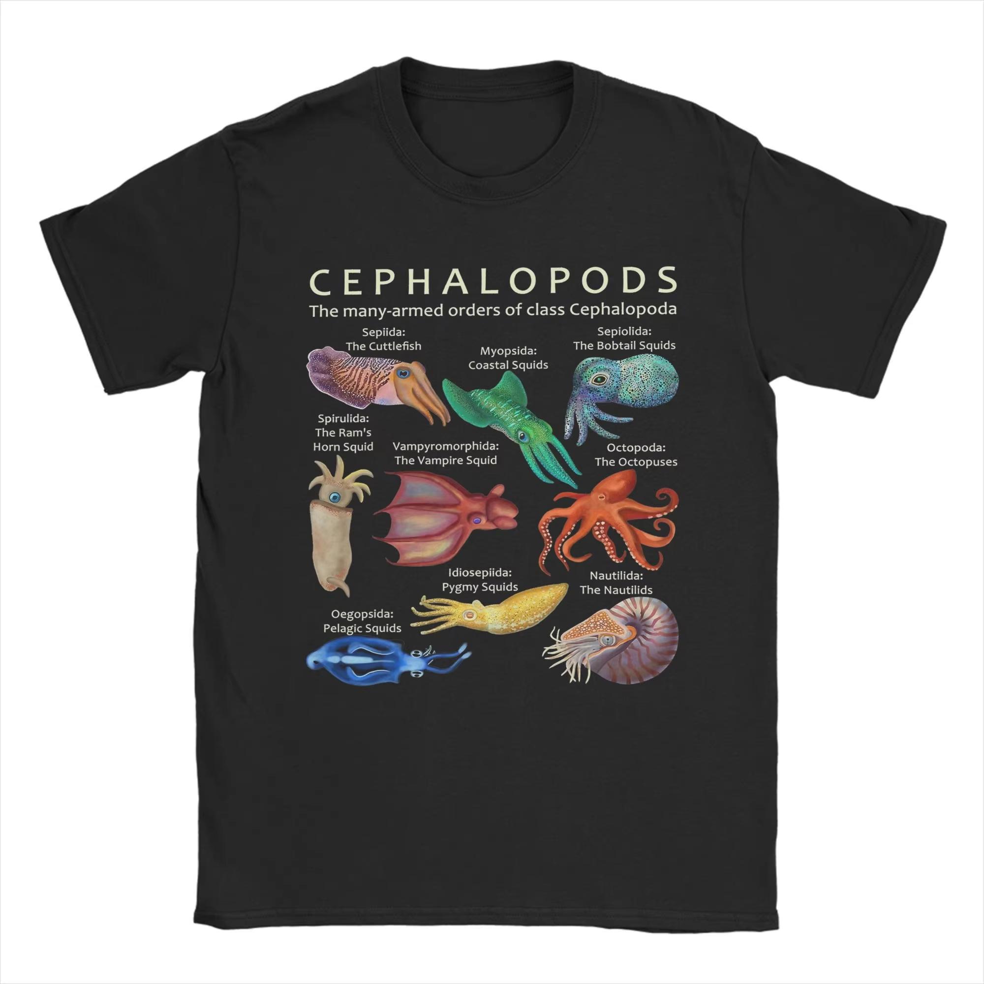 

Футболка Cephalopod- Осьминог Кальмар Каракатица и Наутилус для мужчин из чистого хлопка Удивительная футболка Футболки с круглым вырезом Топы Идея Футболки S