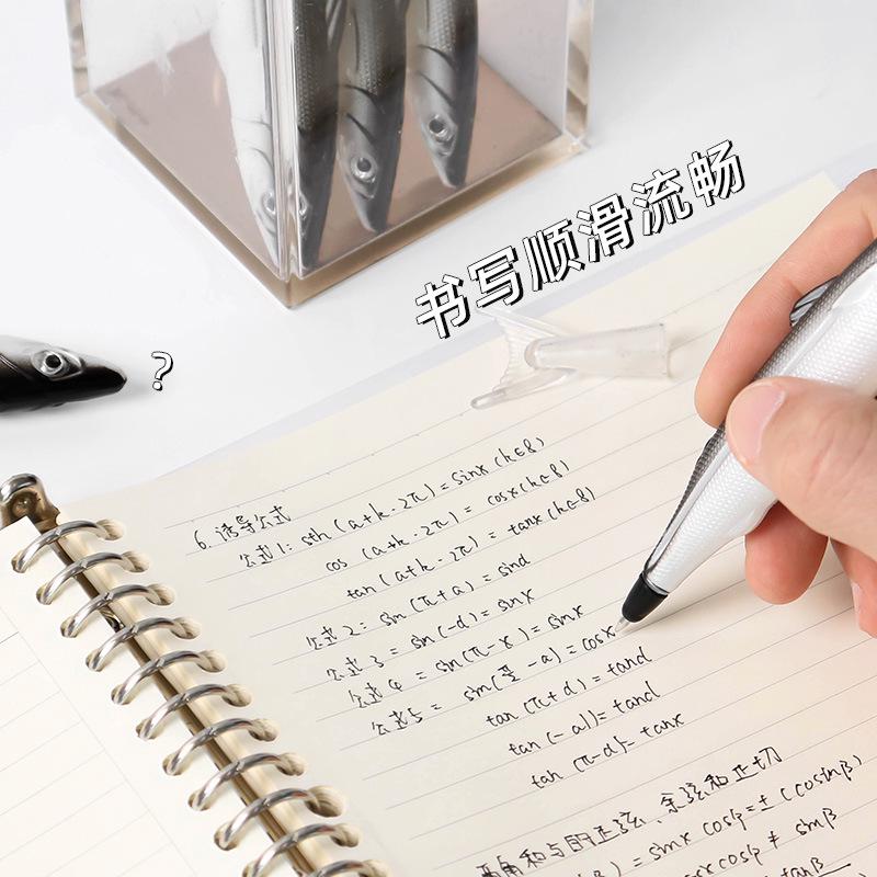Creative Fish-Shaped Ballpoint Pen - Funny Stationery for Students (0.5mm Black, Idle Salted Fish Design)