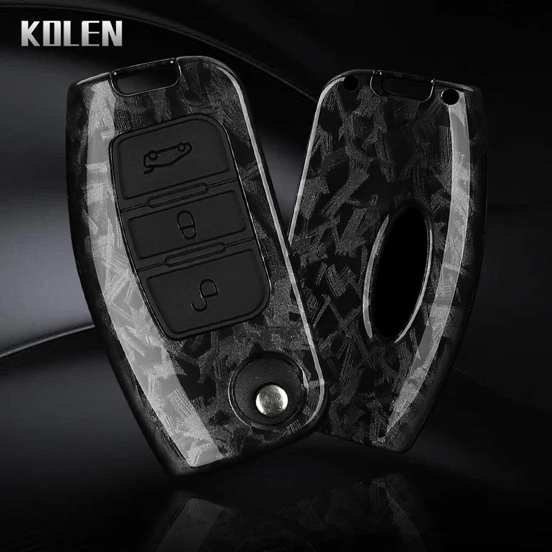 Abs Carbon Fiber Style Auto Key Fob Cover Case Fit For Ford Fiesta Focus 2 C-Max Ecosport S-Max Fusion Mondeo Protected Key Ring Remote Bag