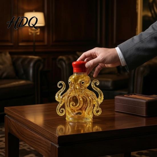 Opbevaringsbeholder til spiritus Blæksprutte Glas Karaffel Håndblæst Blæksprutteformet Whiskey Flaske 3D Dyre Samlerobjekt Vin Karaffel Spiritus Dispenser til Hjemmet