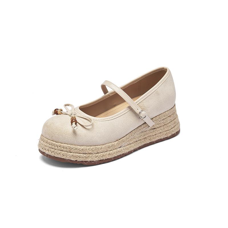 Single Shoes New Summer Woven Thick-soled Mary Jane Small Leather Shoes Small Fragrant Wind Shallow Mouth Single Shoes